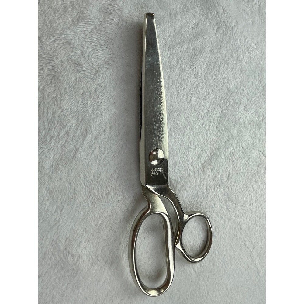 Hoffritz Italy Vintage Pinking Shears Silver Metal Fabric Sewing Scissors 7.5"